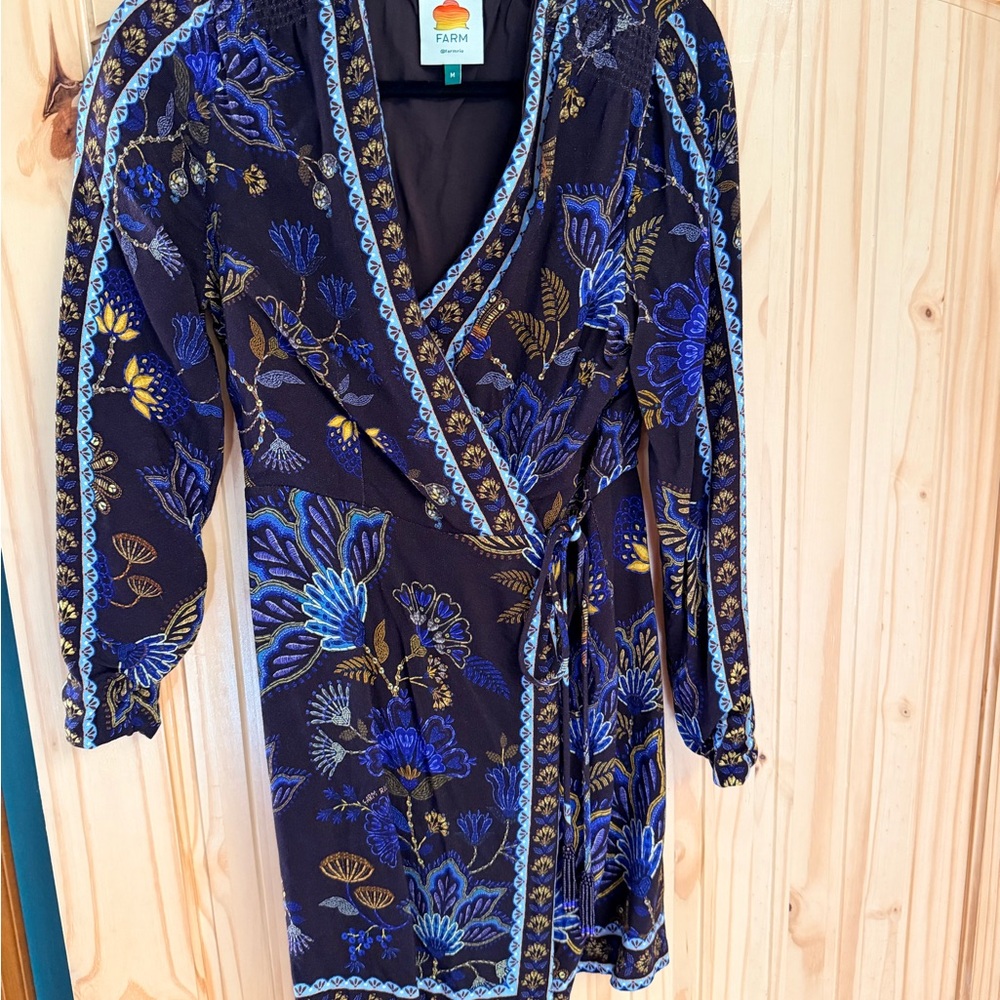 FARM Rio Women's Floral Robe - Blue and Gold - Picture 2 of 6